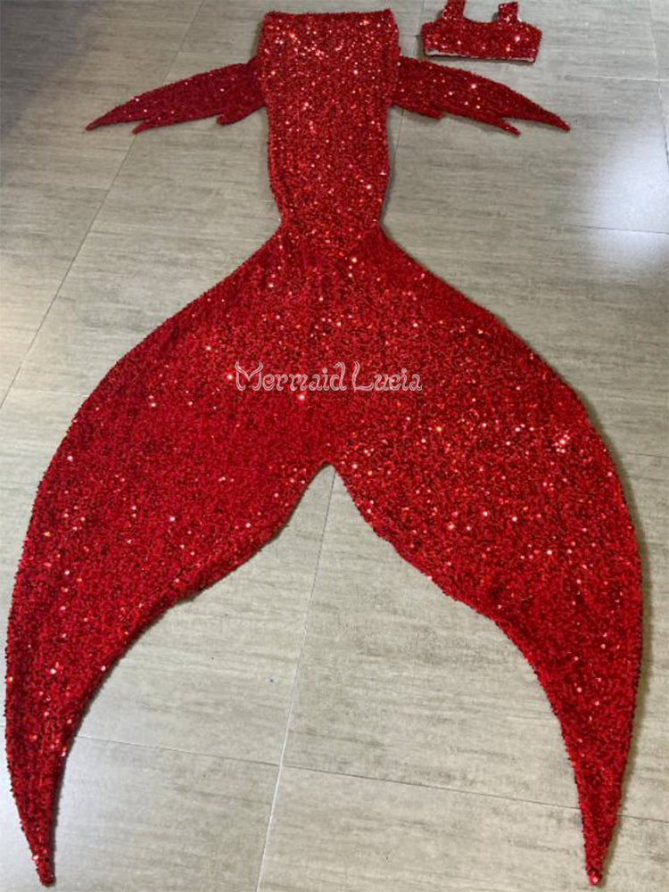 Mermaid Small Sequin Tail Color 14 Red