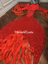 Mermaid Small Sequin Tail Color 14 Red