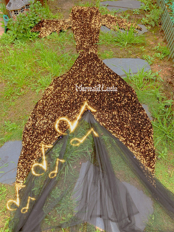 Mermaid Small Sequin Tail Color 20 Golden Black