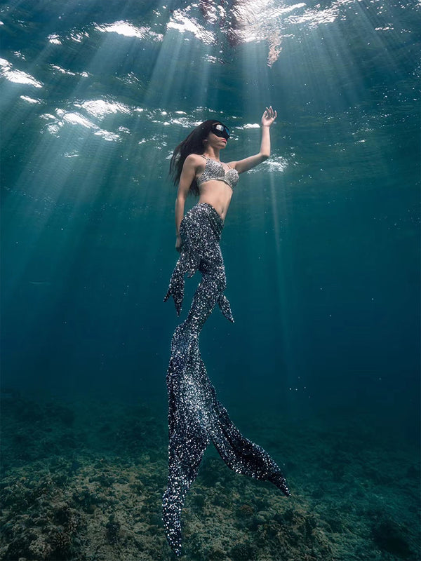 Mermaid Small Sequin Tail Color 25 Black Grey