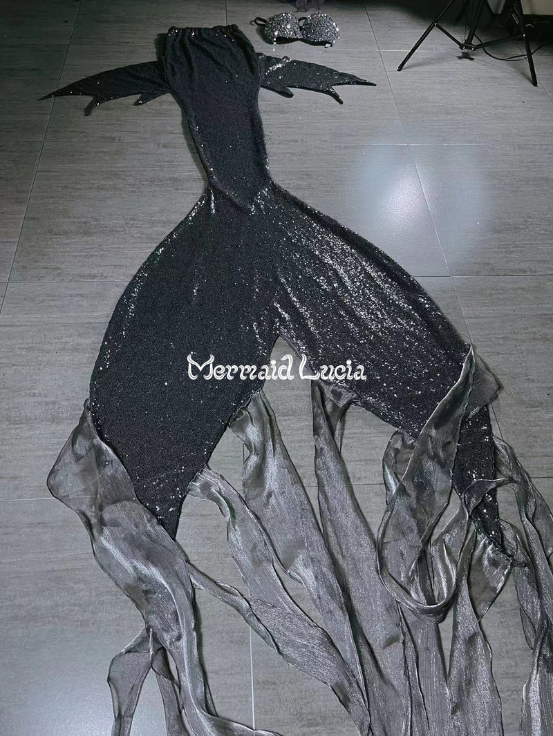 Mermaid Small Sequin Tail Color 25 Black Grey