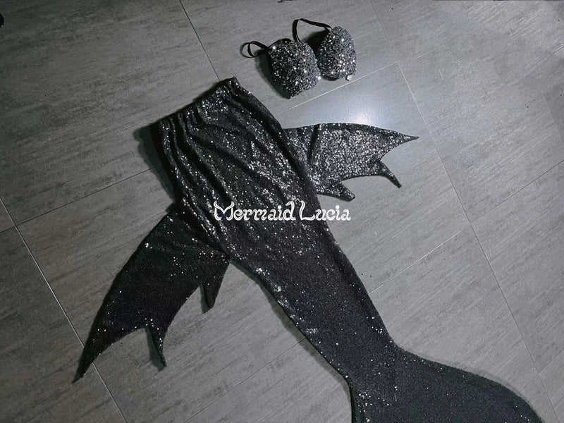 Mermaid Small Sequin Tail Color 25 Black Grey