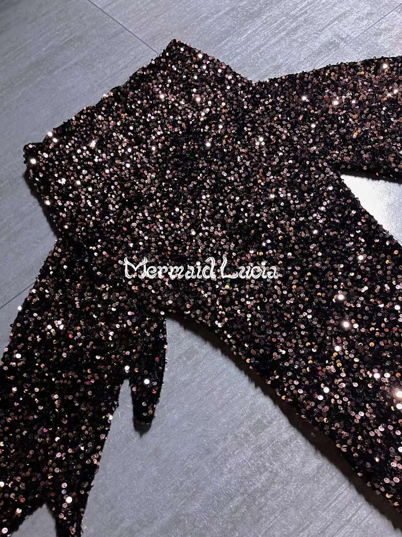 Mermaid Small Sequin Tail Color 27 Black Golden