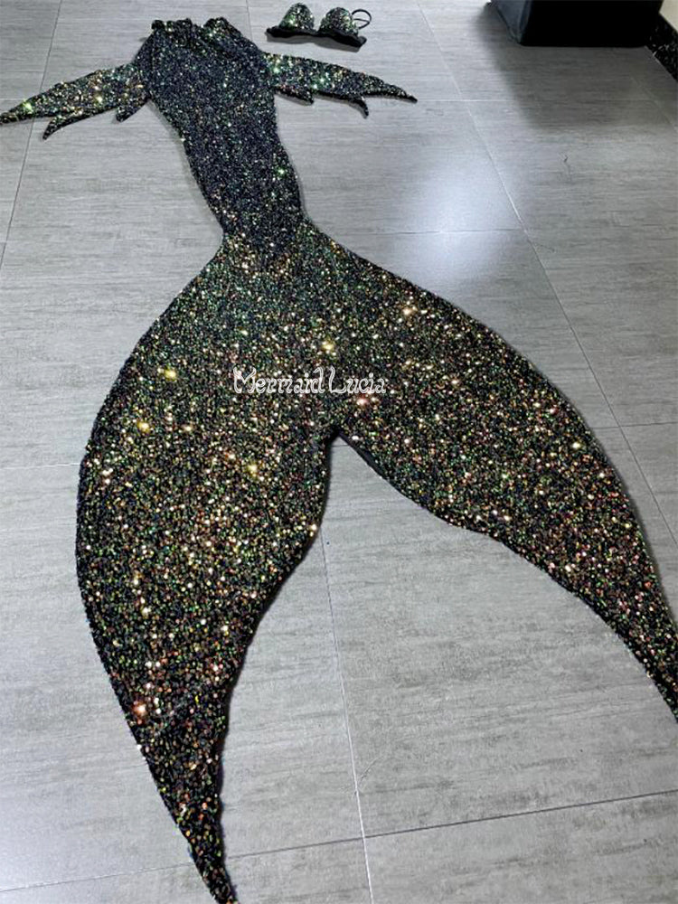 Mermaid Small Sequin Tail Color 28 Black Metallic