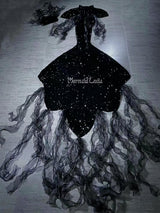 Mermaid Small Sequin Tail Color 29 Black Flower